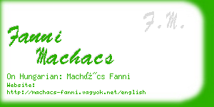 fanni machacs business card